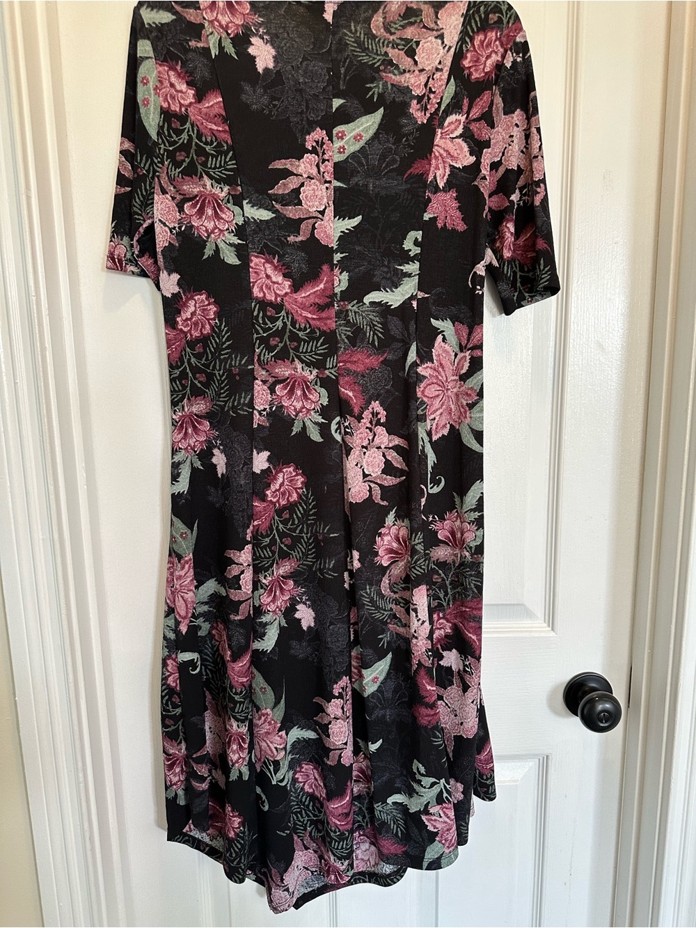 Ellen Tracy Floral Midi Dress in Black and Pink - Women's Dress- Size Large
